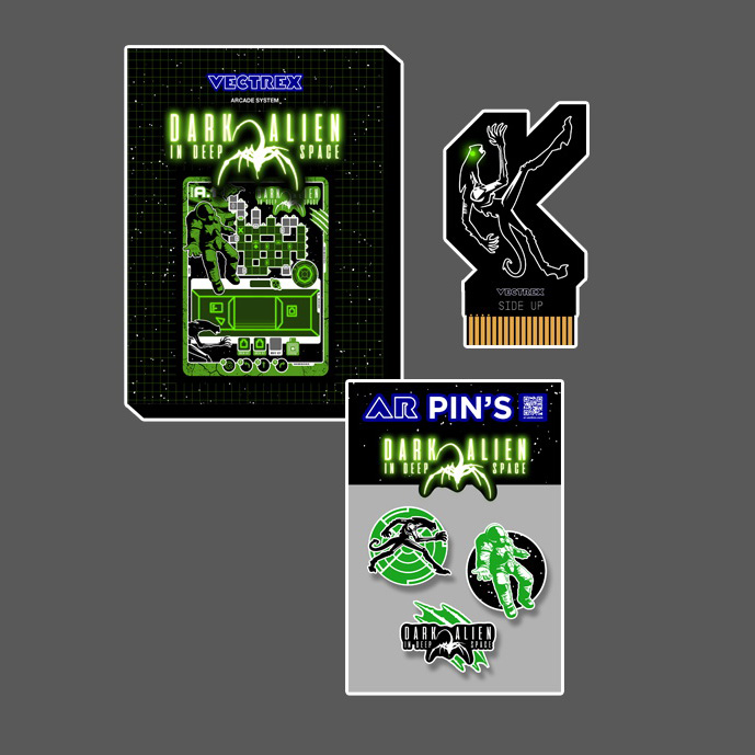 Pack Dark Alien in Deep Space Solaris Version Vectrex Game + Collector Pins
