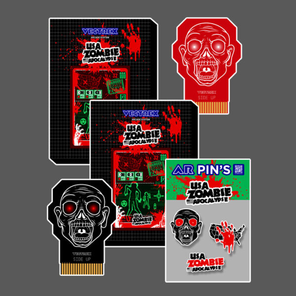 Full Pack USA ZOMBIE Apocalypse Red & Black + Collector Pins