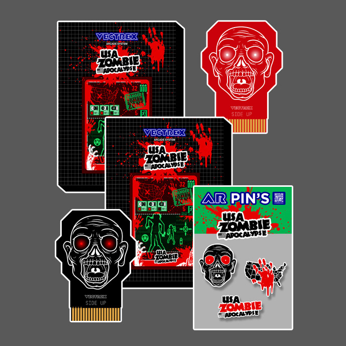 Full Pack USA ZOMBIE Apocalypse Red & Black + Collector Pins