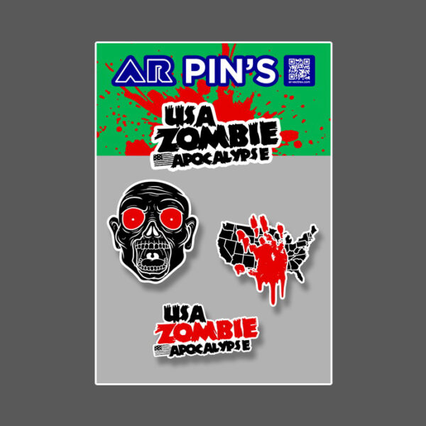 Collector Pin Set – 3 Metal Pins (50 mm) - USA ZOMBIE Apocalypse